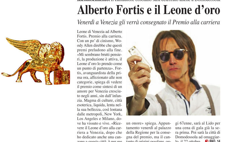 Leone d’oro alla carriera ad Alberto Fortis