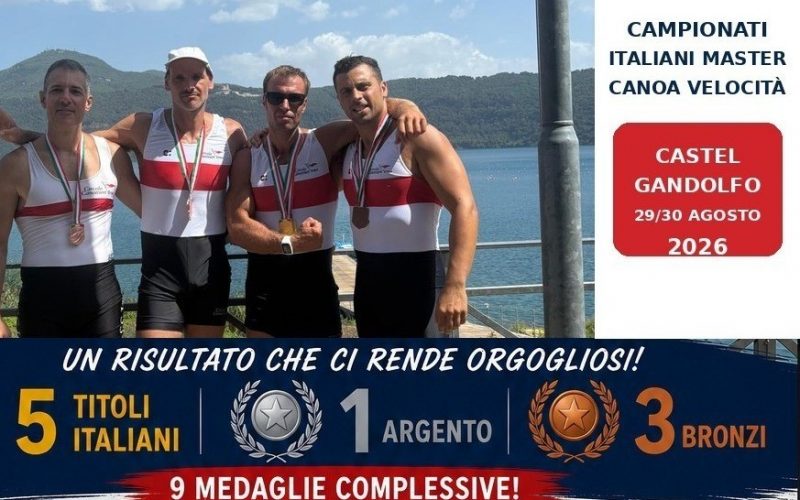 Canoa velocit&agrave;, Irno tricolore a Castel Gandolfo: 5 titoli italiani e 9 medaglie per i master